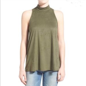 madison&berkeley olive suede high mock neck tank